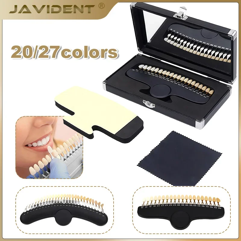 1Set Professional 3D Teeth Whitening Shade Guide with Mirror Tooth Bleaching Shade Chart 20/27 Colors Dental Bleaching Comparat