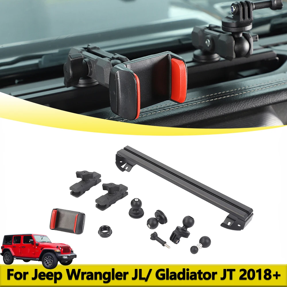 

Center Console Slide Rail Expansion Phone Holder Camera Mount for Jeep Wrangler JL Gladiator JT 2018-2025 Interior Accessories