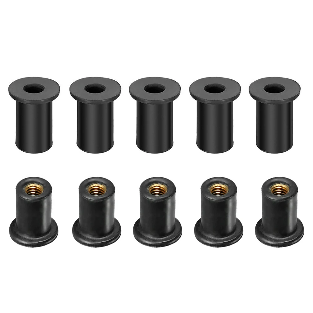 10pcs Motorcycle M4 M5 Metric Rubber Well Nuts Windscreen Fairing Cowl Anodized Aluminum Moto Screws Bolts Accessories