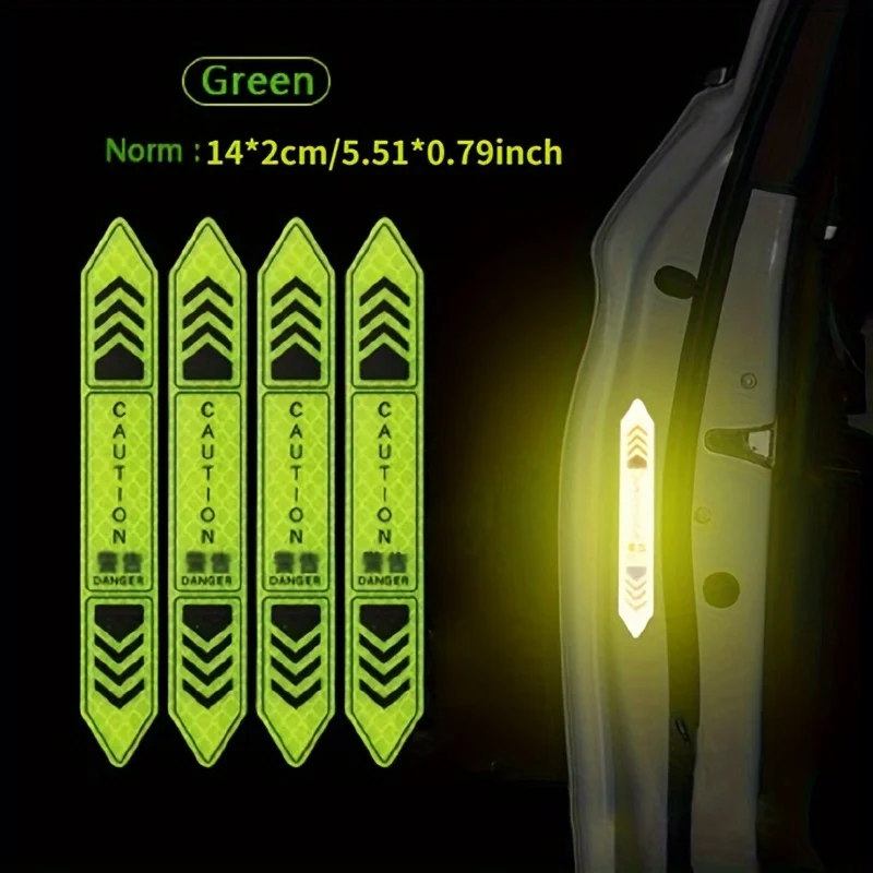 4pcs New Car Safety Warning Reflective Stickers High Brightness Reflector Car Door Opening Safety Warn Mark Sticker Decals hot