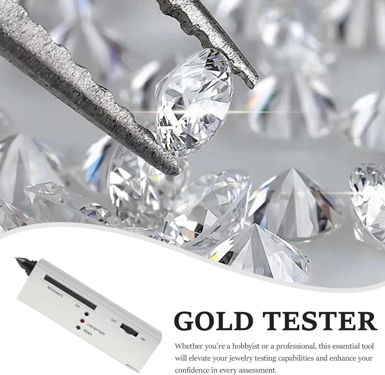 أداة اختبار الماس المحمولة - قلم تحديد جوهرة المجوهرات السريع لاختبار الماس/اليشم/الزمرد/الكريستال