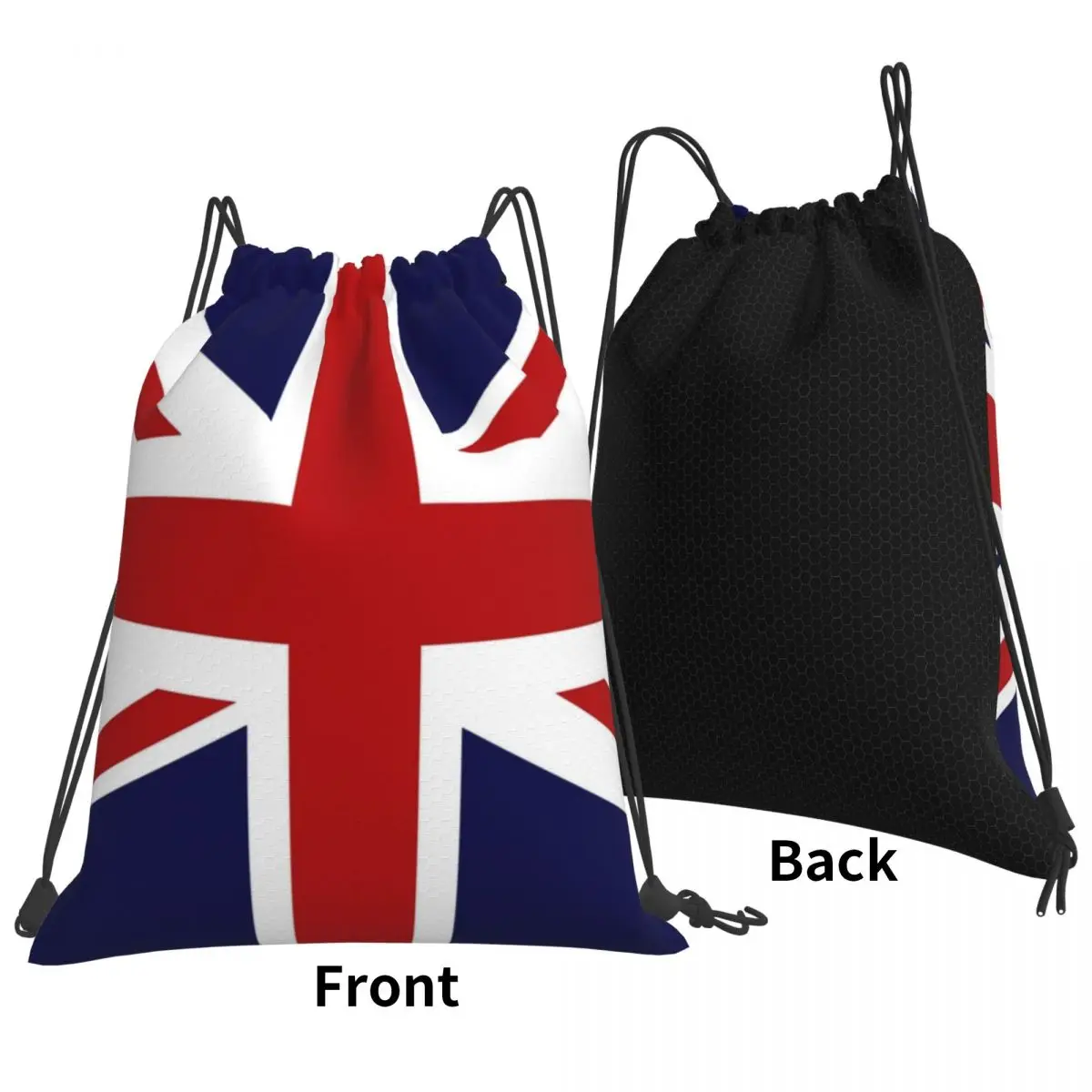 Sacos de cordão portáteis para homens e mulheres, Mochilas escolares, Bundle Pocket Sports Bag, Saco de livro, Union Jack Bandeira do Reino Unido