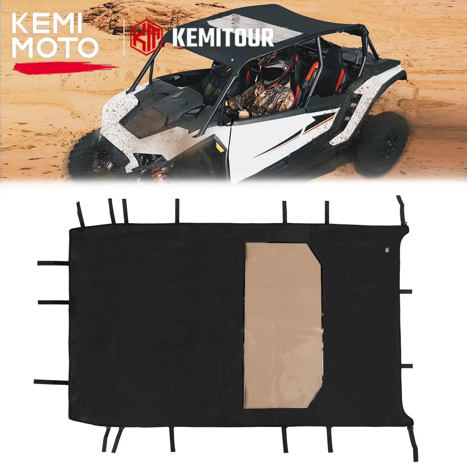 

KEMIMOTO UTV 1680D Soft Roof Canvas Top Compatible with Polaris RZR XP 4 1000 2024 2025 Sunshade Oxford Fabric Roof Top