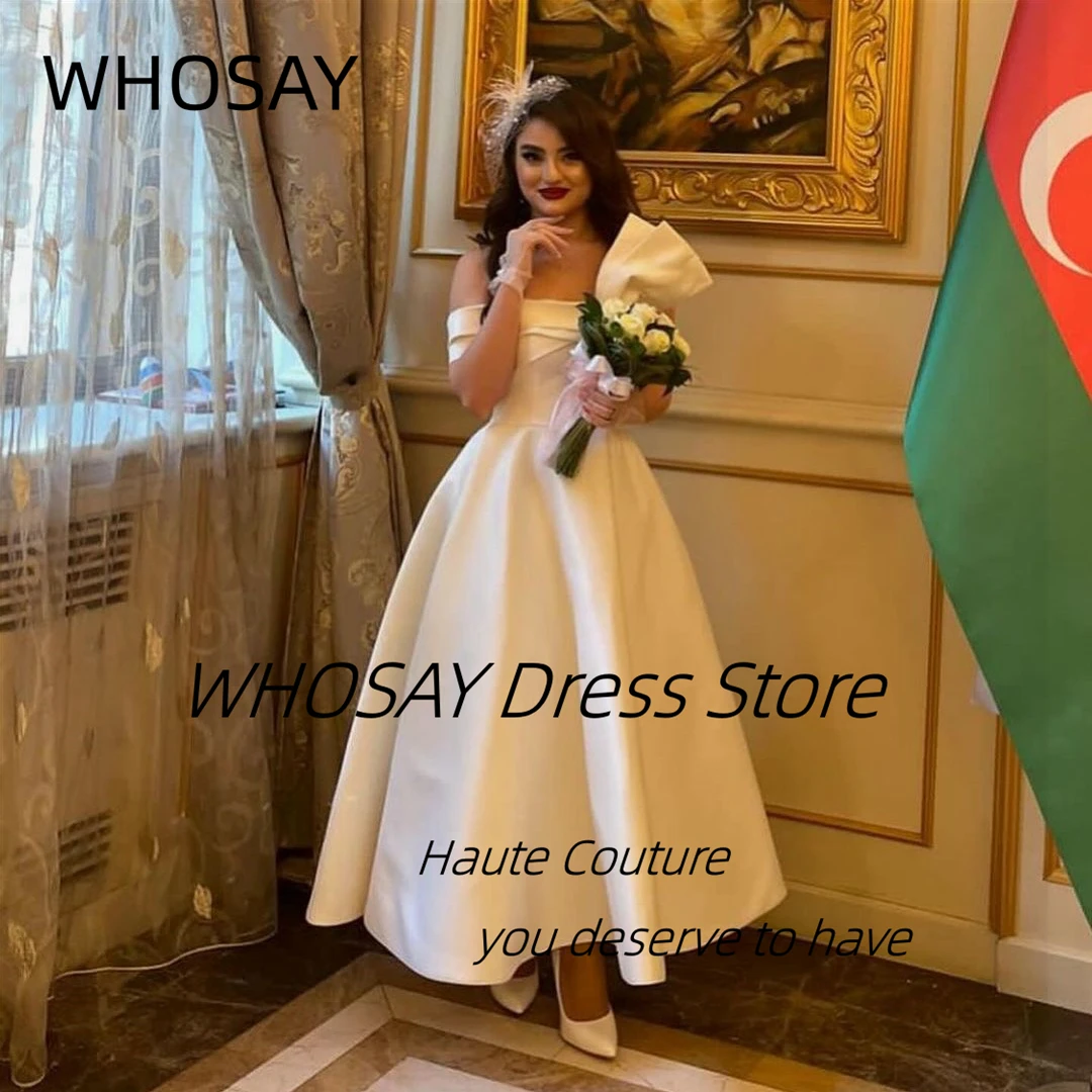 

WHOSAY Saudi Women Wear A Line Wedding Dresses Ruched One Shoulder Bridal Gowns Zipper Back Vestidos De Noches Special Party