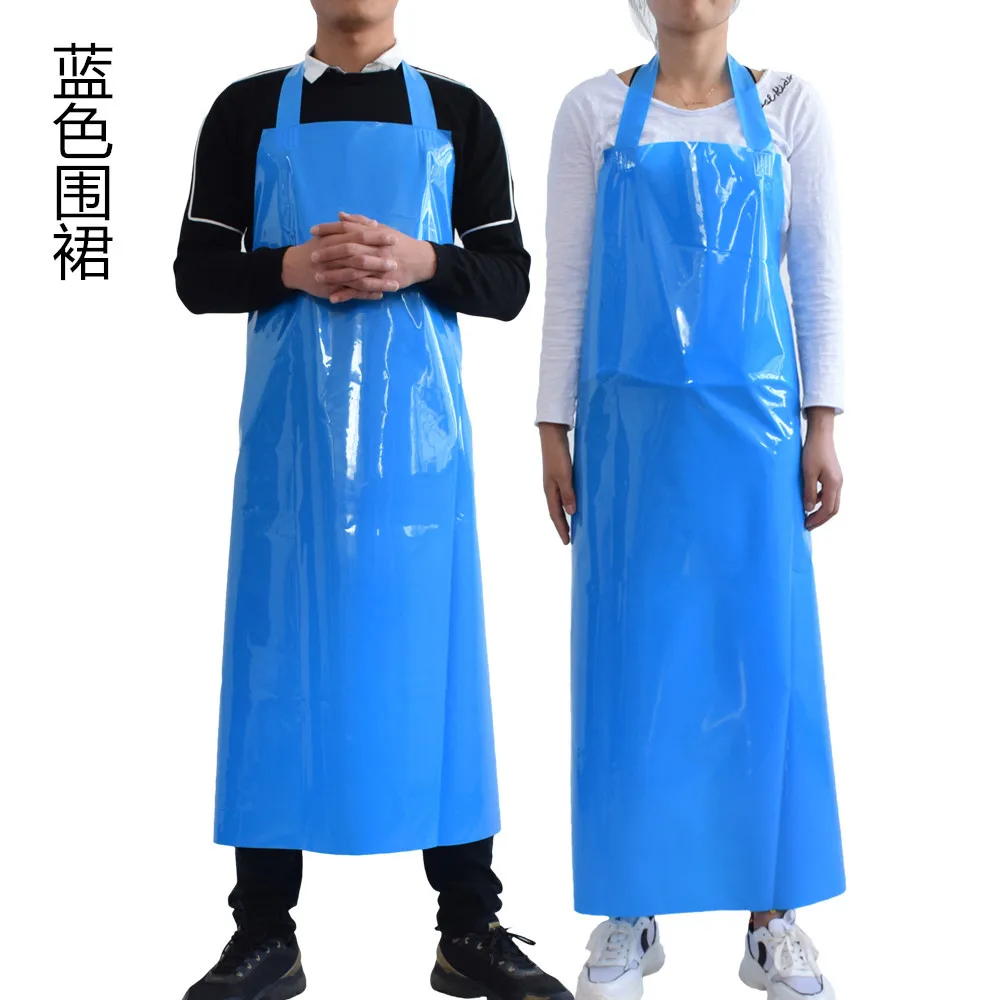 TPU apron waterproof oil resistant blue food apron male soft leather butcher female wear-resistant water-proof apron