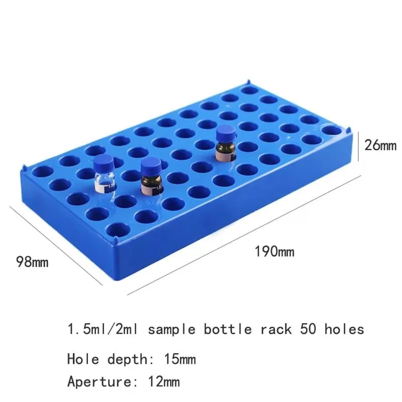 Picture 4: Vial Rack，Plastic Vials Centrifuge Tube Racks，50 Holds Diameter Suitable For 13mm 1.5/2ml  Stackable Lab Supplies，2Pcs