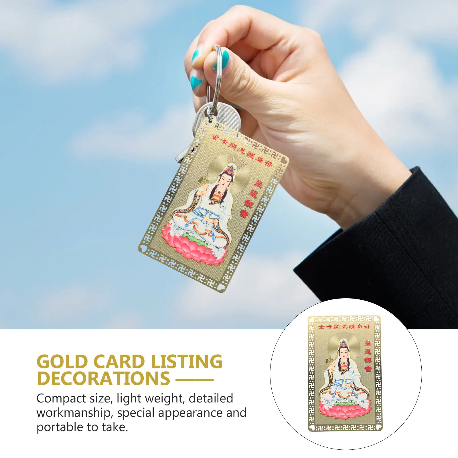 

Exquisite Amulet Cards Chinese Style Religious Copper Alloy Luck Decorative Effect Wallet Purse Compact Size Lightweight