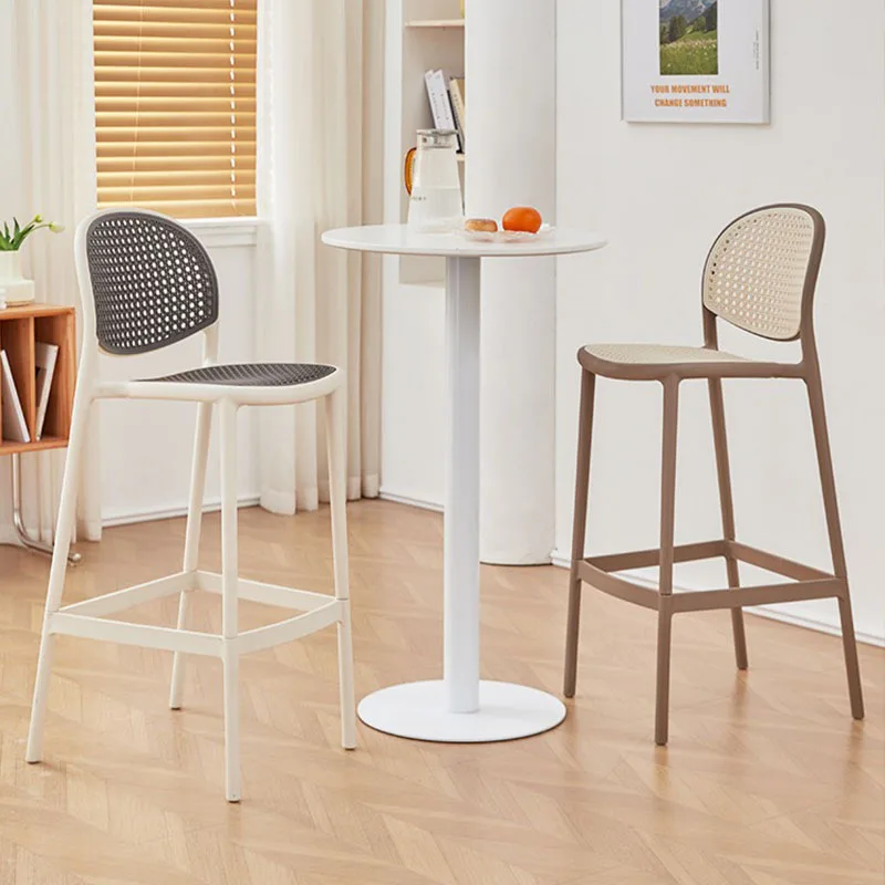 

Chair light luxury bar high stool household plastic backrest bar stool