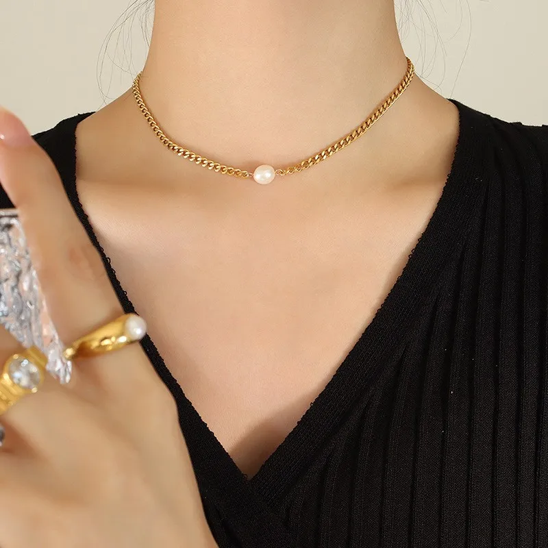 Halskette mit quadratischem Wasserform-Anhänger aus Edelstahl 316, Damenmode, schwarze Acrylkette im Multi-Stil, besonderer Produktschmuck – Detail 18