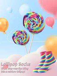 1 Pair of Mid-Calf Socks That Can Be Worn by Both Men and Women, Novelty and Fun Colorful Lollipop Gift Socks, Comfortable and Breathable, Suitable for Parties, Casual Wear, Novelty Gifts, Valentine's Day, Christmas, New Year, Autumn and Winter Styles, All-Season Cute and Fun Socks