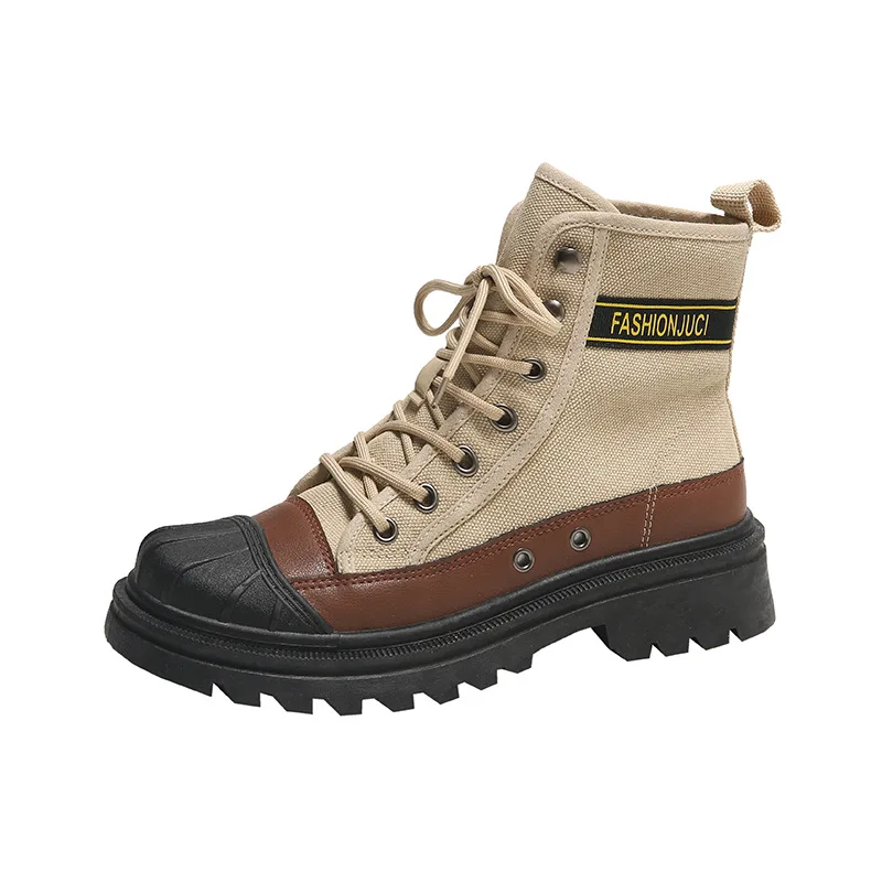 2023 New Creative Edition Chinese Women's Boots Breathable and Comfortable Vulcanized Shoes High Top Canvas Shoes Ladies Autumn
