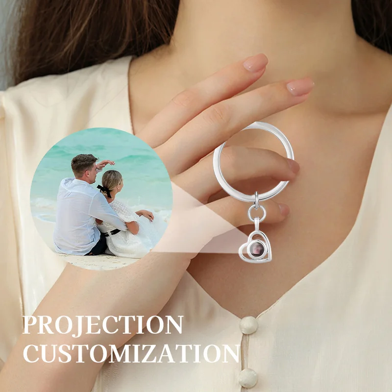 Custom Photo Keychain Personalized Heart Photo Projection Keychain for BoyGirlfriend Custom Projection Keychain Memorial Gift