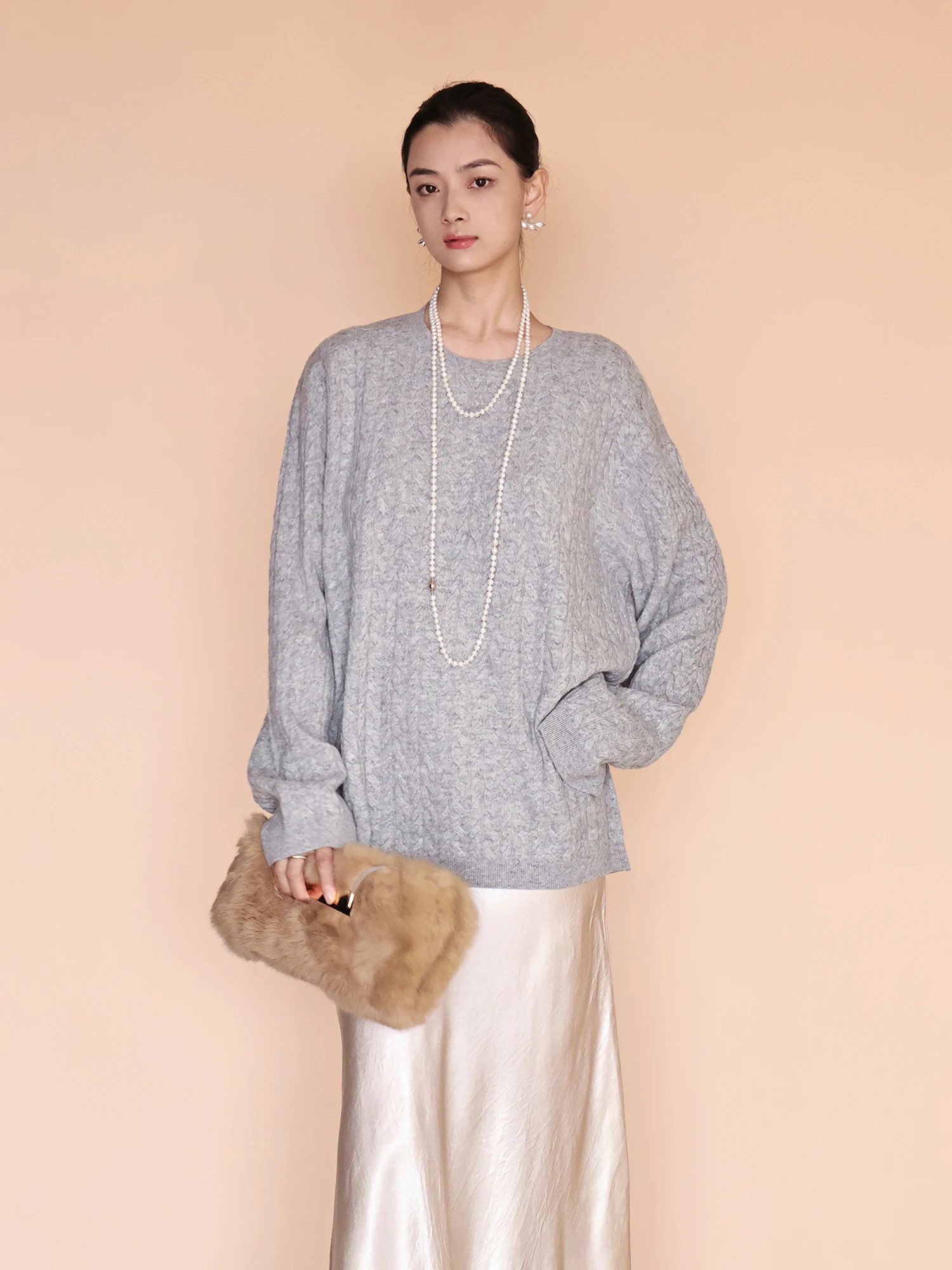 

Свитер Madeira 25AW Nordic из трикотажной ткани, круглый вырез, свободный крой, на зиму, удлиненный, шерстяной...