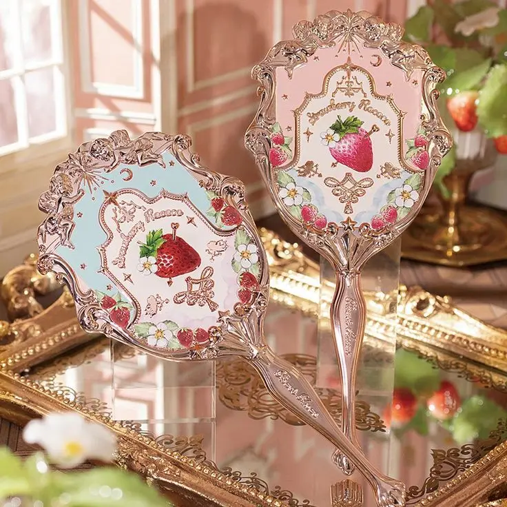 

Flower Knows Violet Strawberry Rococo Series Hand Mirror Makeup Mirrors Portable Mirror with Handle