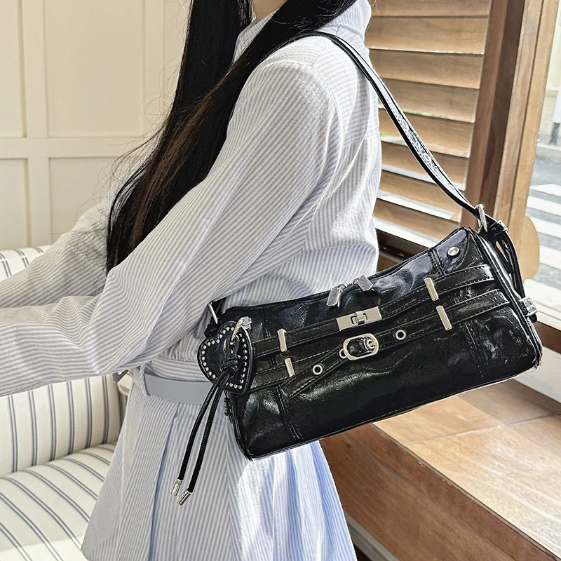 Women New 2026 Niche Belt Buckle Design Underarm Shoulder Crossbody Bag Retro Edgy Moto Versatile Summer Daily