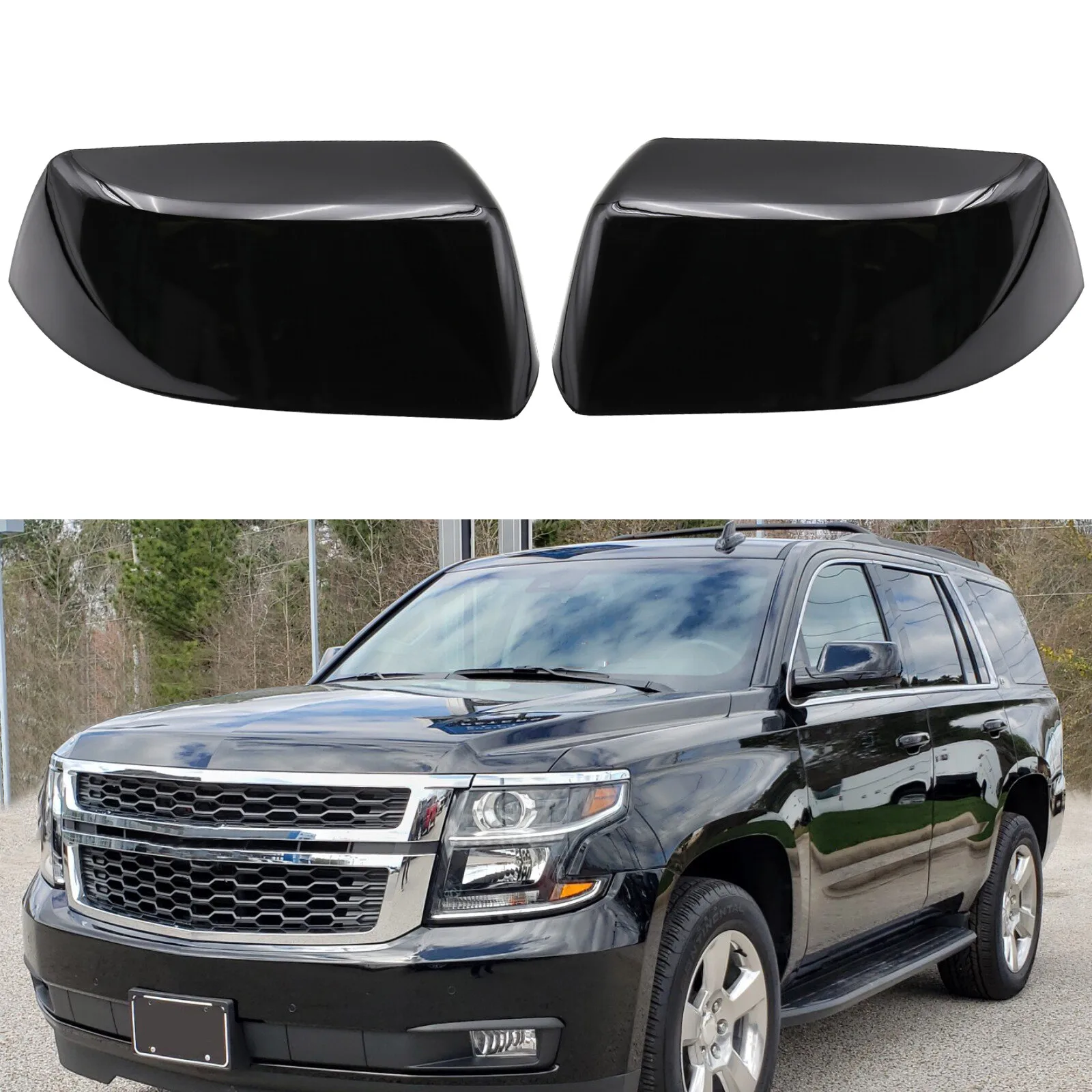 

For GMC 2015-2020 Tahoe Suburban Yukon Glossy Black Mirror Covers Cap 22913963