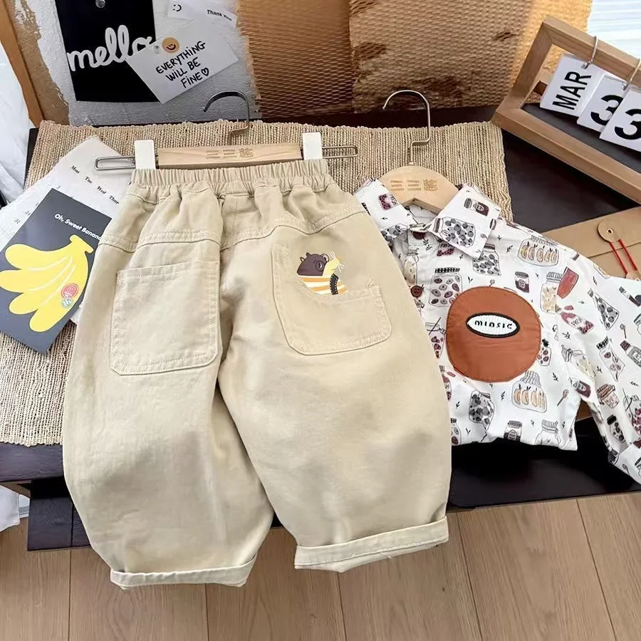 

Однотонные детские повседневные штаны для мальчиков и девочек, сезонные брюки с эластичной резинкой на талии, брюки для малышей, одежда для детей 1–6 лет, наряды