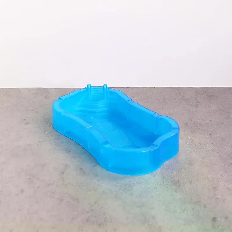 1Pcs Mini Blau Schwimmen Pool Modell Puppenhaus Miniatur Pool Szene Ornament Für Puppe Haus kinder Spielzeug Zubehör