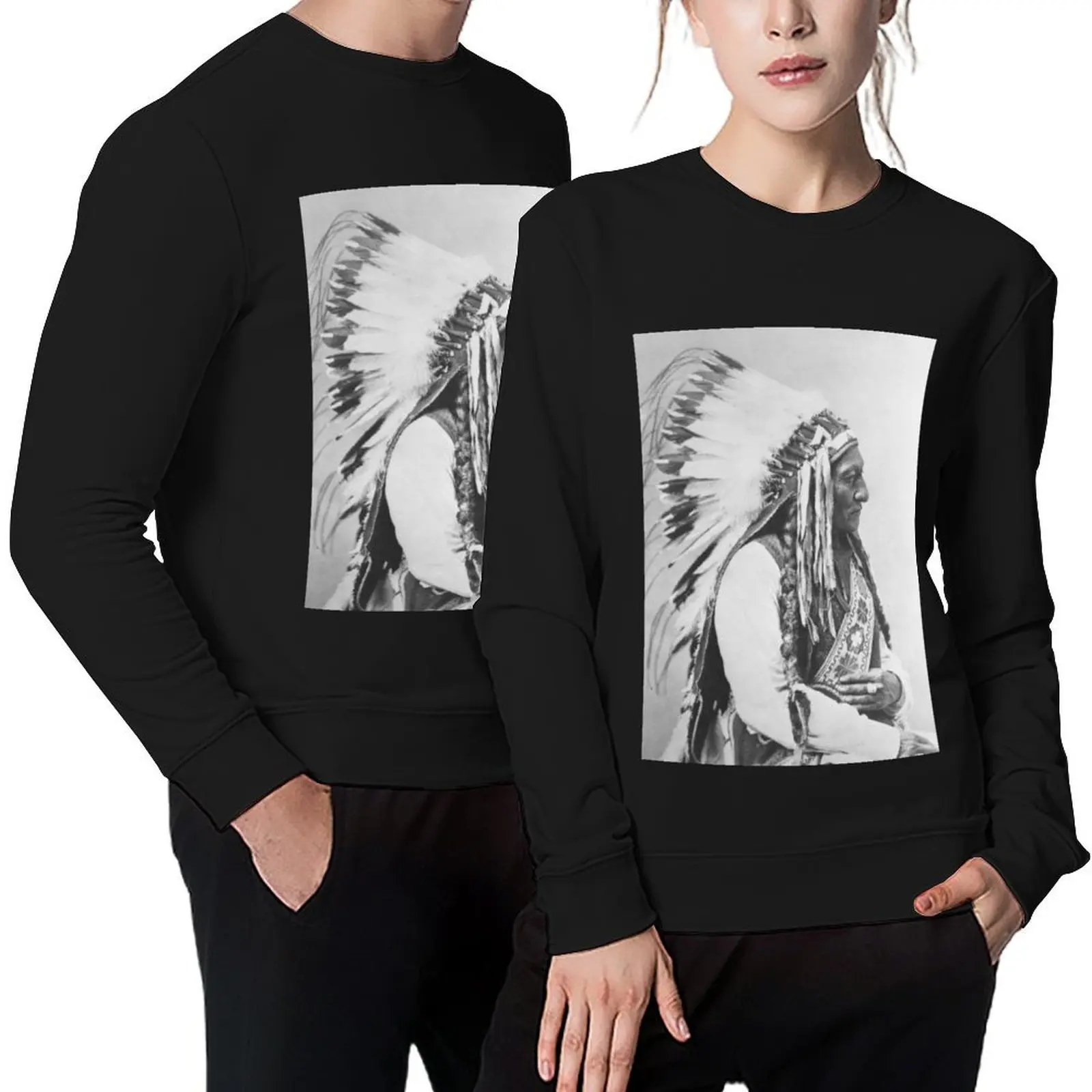 بلوفر Chief Sitting Bull بدلة رياضية للرجال، ملابس رجالية، ملابس كورية، بلوزات جرافيك