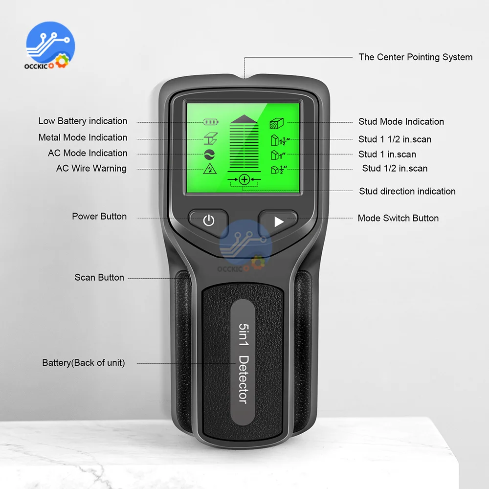 5 In 1 Wall Scanner Electric Detector Finders With Digital LCD Display Multifunctional For Wood AC Wire Metal Studs Detection