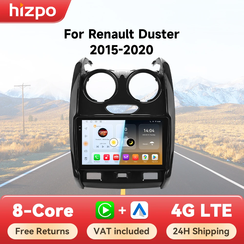 Hizpo CarPlay Android Radio Per Renault Duster 2015-2020 2din Auto Sistemi Intelligenti GPS Stereo Unità di Testa Lettore Multimediale RDS