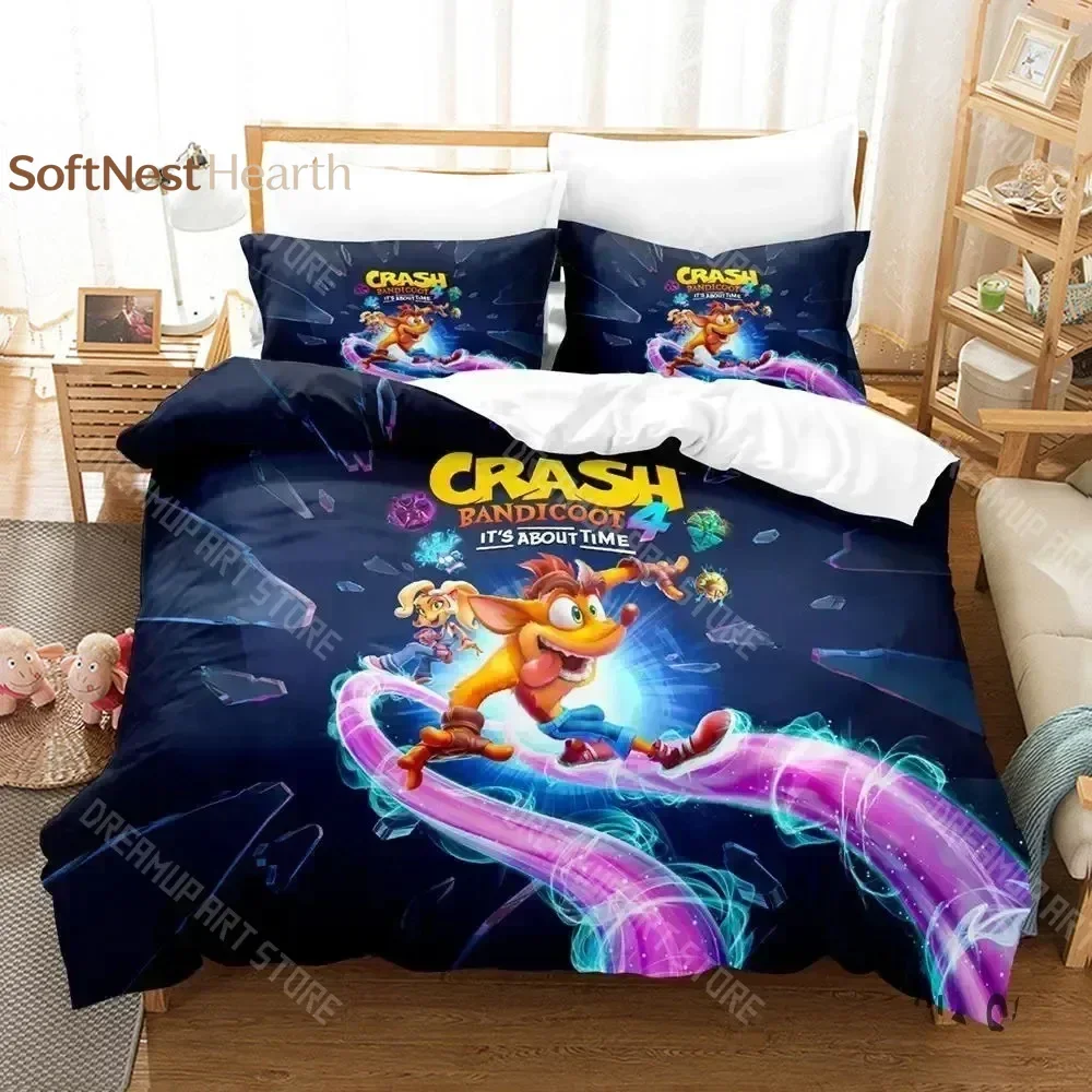 2026 3D Print Crash Bandicoot Game Bedding Set Boys Girls Twin Queen King Size Duvet Cover Pillowcase Bed Boys Adult