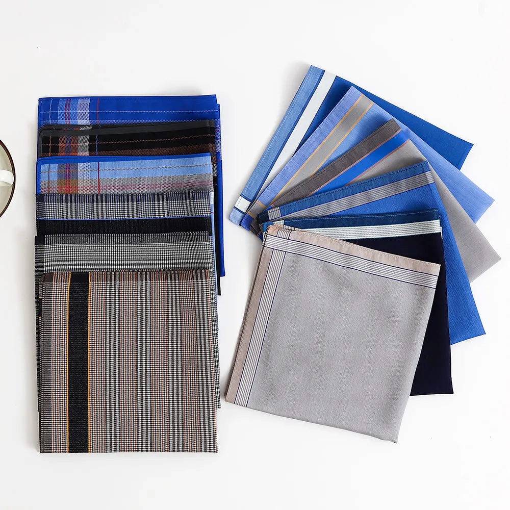 3 قطعة منديل رجالي مصبوغ من القطن الخالص صيفي رقيق ماص لمسح العرق الطراز القديم مصبوغ فحص ناعم 43 سنتيمتر