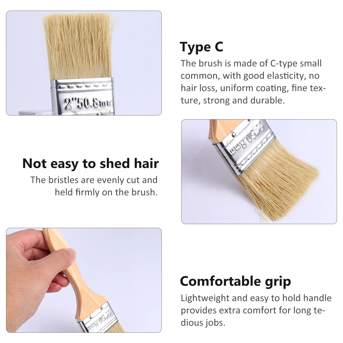 

10pcs Paint Brushes Natural Bristles Glue Furniture Cooking Chip Wooden Home Cleaning Tools Reusable Supplies