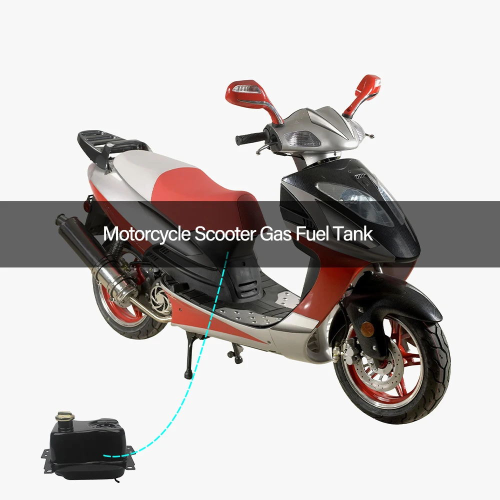 

Motorcycle Scooter Gas Fuel Tank in Iron Material Compatible with Chinese GY6 Scooter R9 R5 Jonway 125cc 150CC,Black color