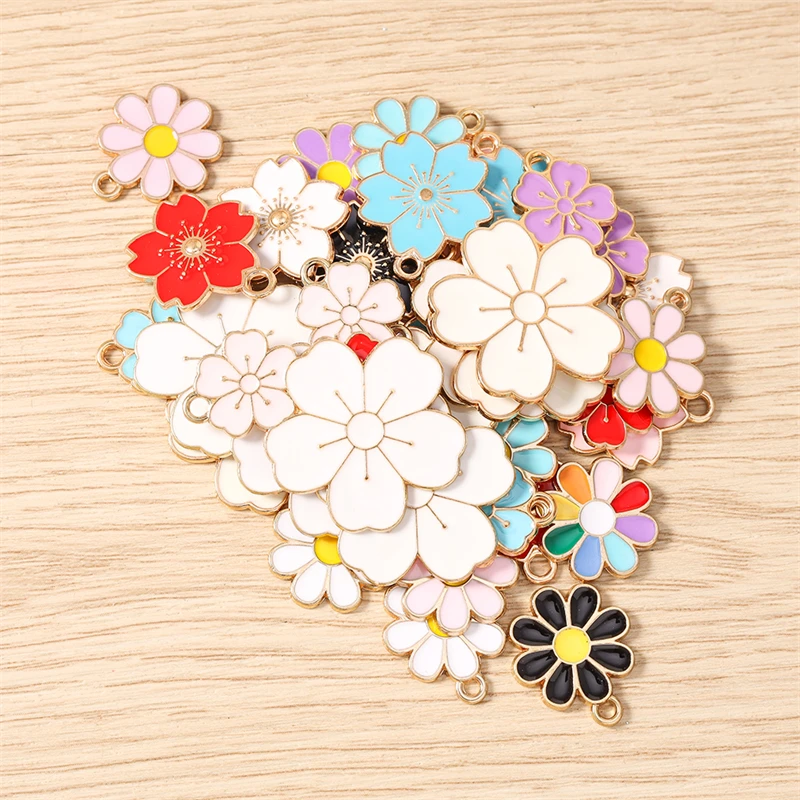 10 Stück Niedliche Bunte Emaille-Blumen-Anhänger für Ohrringe, Halsketten, Armbänder, DIY-Handwerk, Schmuckherstellung und Zubehör – Detail 4