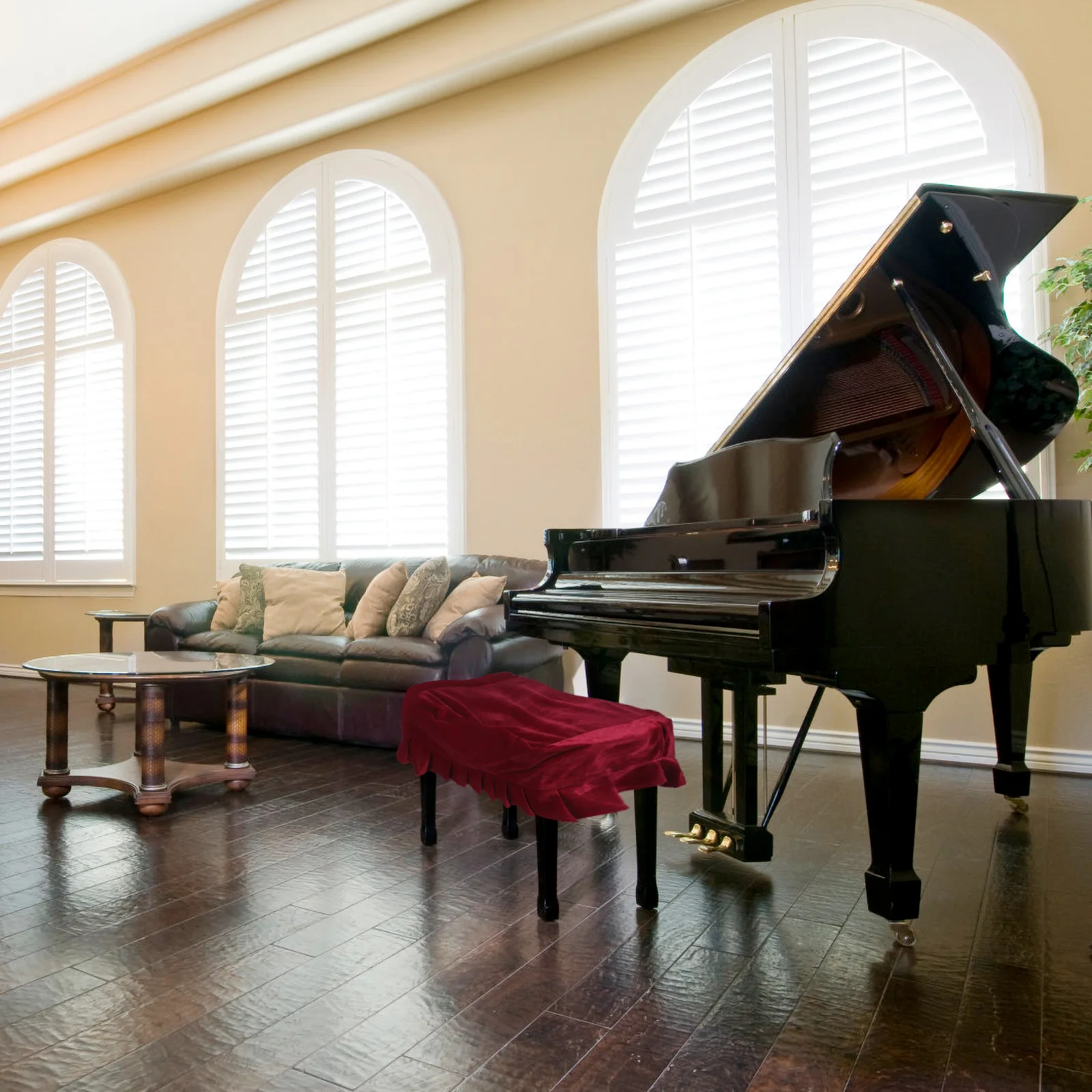 

Highly Stretchy Pleuche Piano Bench Cushion Protective Cover For Single Stool DustSpillScratch Resistant Sofa Cover