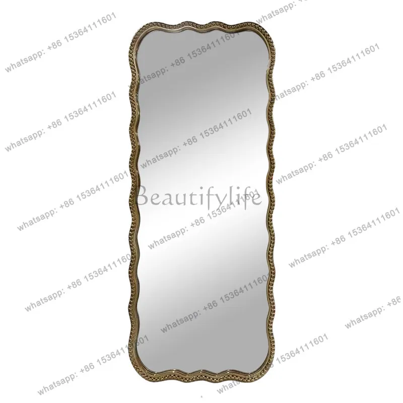 French retro wave full-length mirror clothing store wall-mounted American floor-to-ceiling European wall-mounted fitting mirror