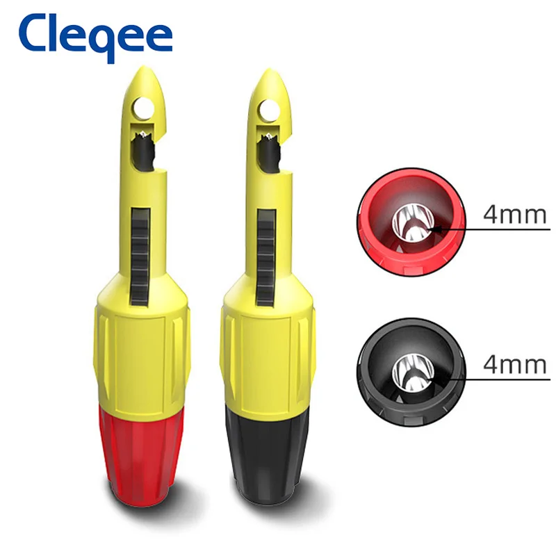 Cleqee P30039 2PCS Insulation Wire Piercing Puncture Probe Test Hook Clip with 2mm/4mm Socket Automotive Car Repair