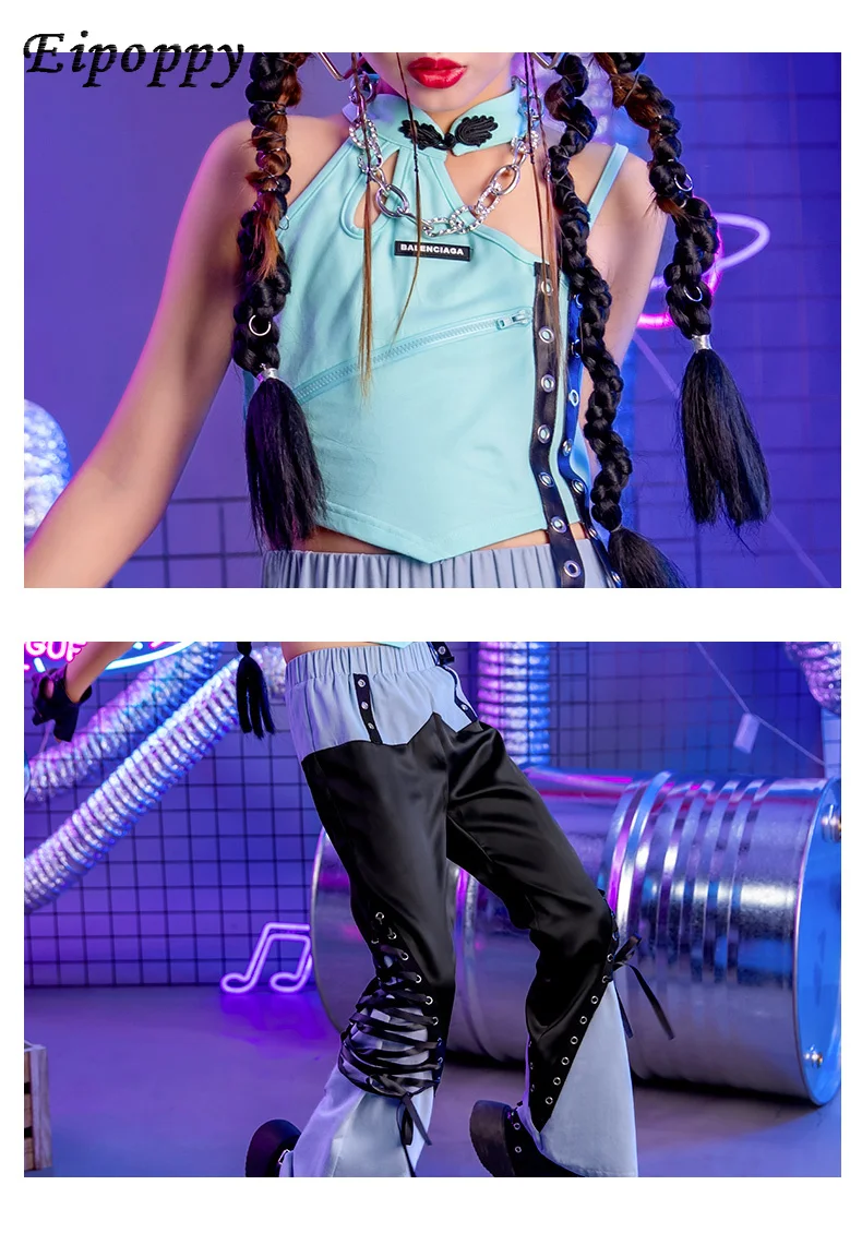 เครื่องแต่งกายแนวแจ๊สสำหรับเด็กเสื้อผ้าแฟชั่นสุดเท่ทันสมัยสำหรับเด็กผู้หญิงชุดเสื้อฮิปฮอปกางเกง