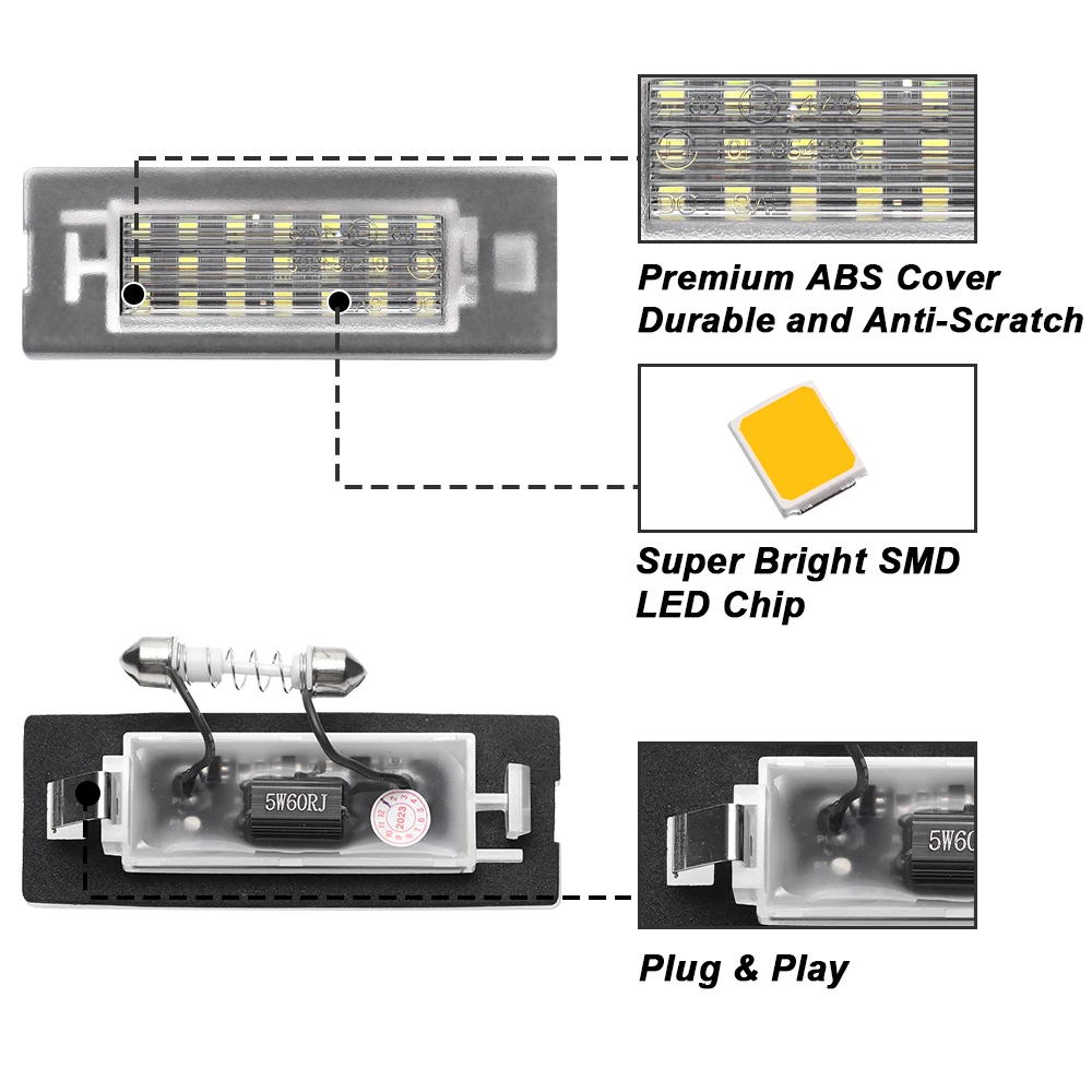 2PC LED License Plate Light For FIAT Panda MK3 Type 169 Number Plate Light For FIAT Panda MK4 312 319 2012 Number Backlight Lamp