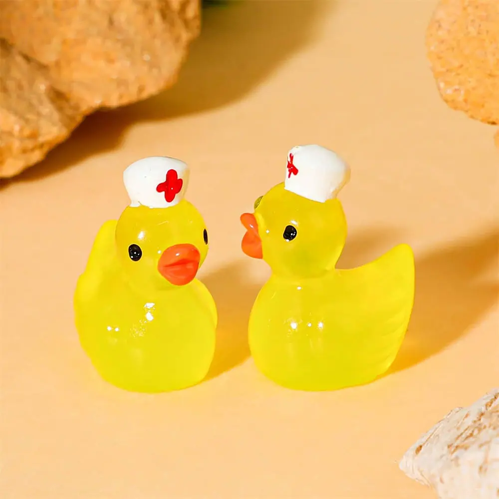 5/10Pcs Glow in Dark Nurse Duck Figurine Fairy Garden Decor DIY Micro Landscape Fluorescent Night Light Miniature Accessories
