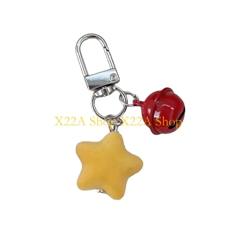 Unique Winter Holiday Gift Decoration Flocking Star Keychain Bag Wallet Hanging Ornament With Flocking Design