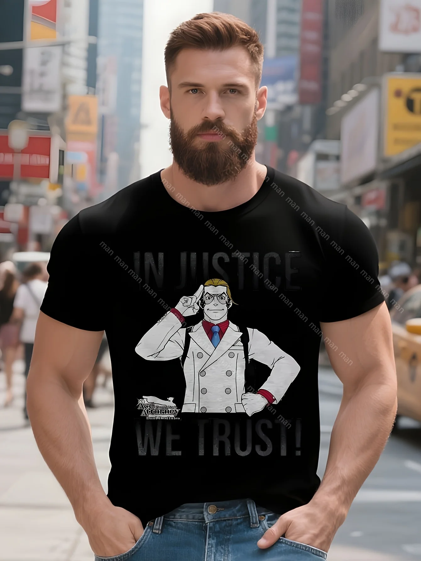 

Футболка Ace Attorney In Justice We Trust Grey Heather для взрослых, бежевая,