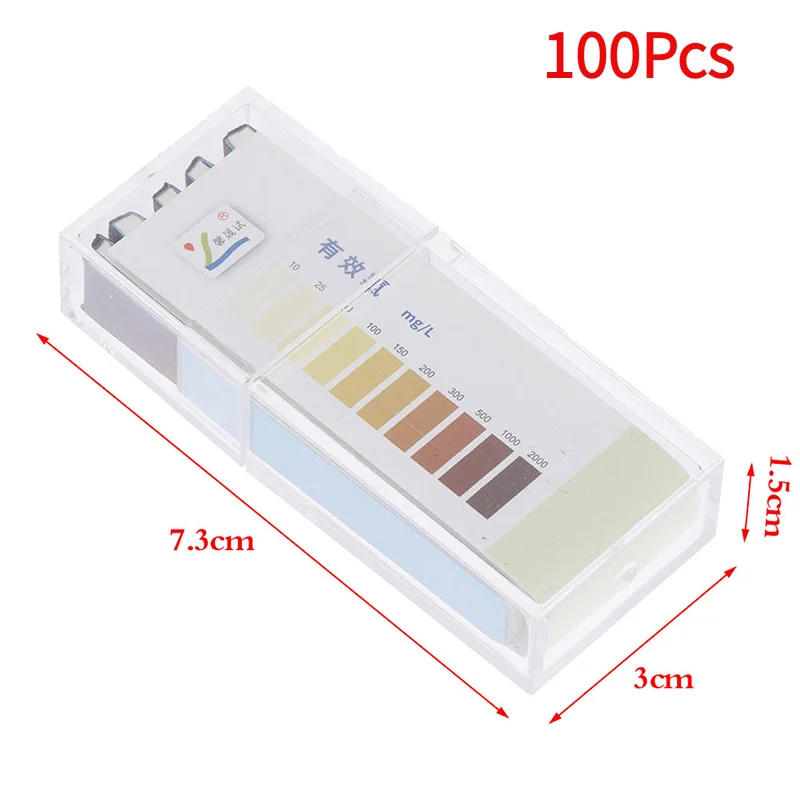 *100Pcs Chlorine Test Paper Strips Range 10-2000mg/lppm Water Testing Measuring