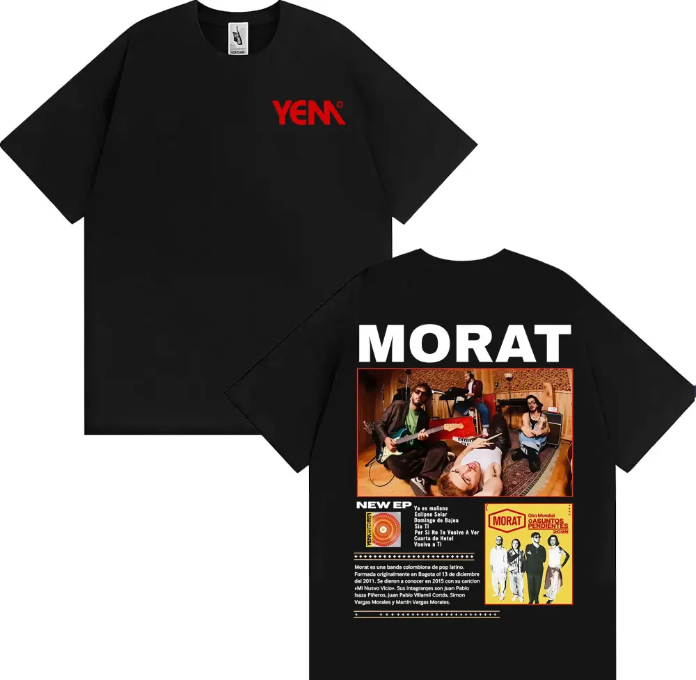 

Rock Band Morat Asuntos Pendientes 2025 Tour Merch T-shirt Summer Men's Women's Fashion Hip-hop Pop Music Round Neck T-shirt
