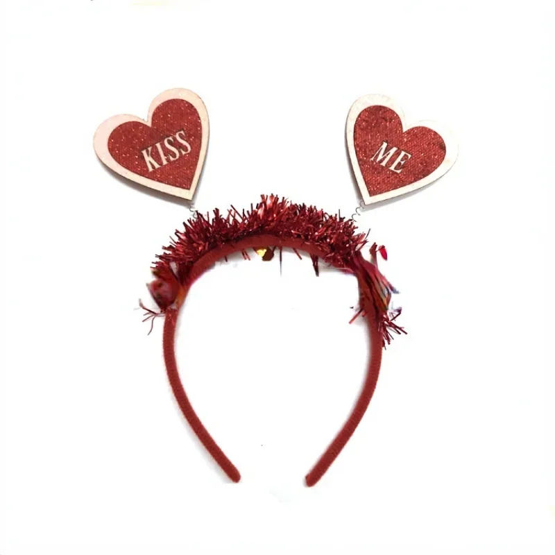 20pcs Women Girl Red Love Heart Kiss Headbands Hair Hoops Hairband  Festive Party  Costume Accessories Birthday Wedding Cosplay