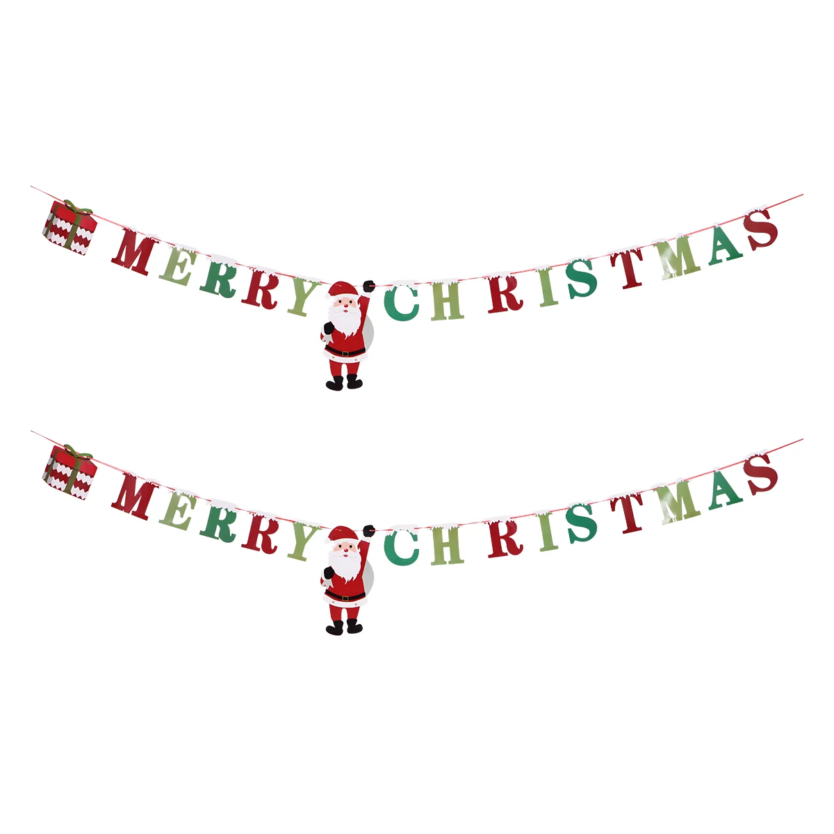 

2 Pcs Christmas Flag Merry Garland Banner Decorative Wall Hanging Bunting Decorations Letter