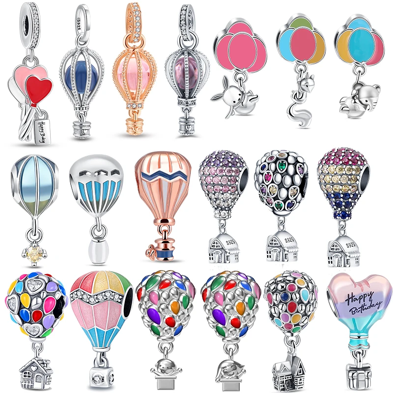

Hot Sale 925 Sterling Silver Bead Color Hot Air Balloon House Dangle Charm Fit Original Pantaro Bracelets Women DIY Jewelry Gift