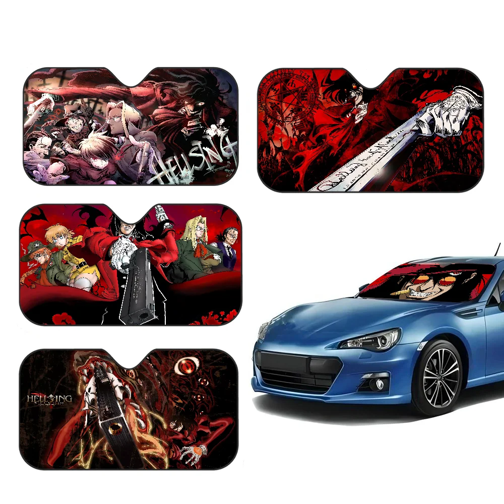 Anime H-Hellsing Car Sun Shade Windshield Shocked Car Front Window Sunshades Cover Keep Vehicle Cool UV