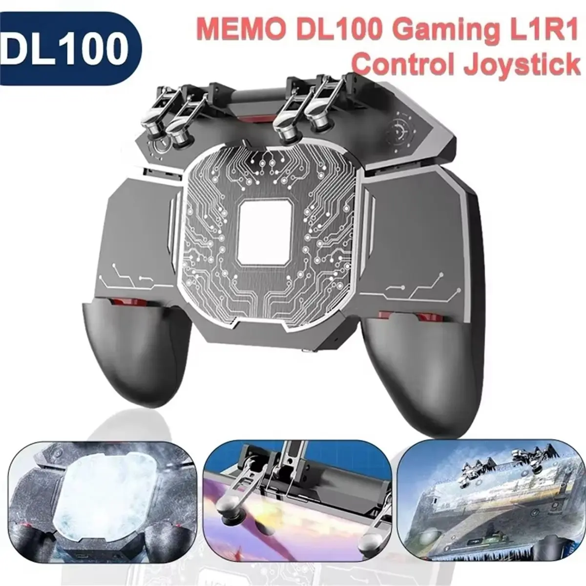 CH◆☆§DL100 Mobile Phone 6 Fingers Gamepad Joysticks Controller with Semiconductor Radiator Cooling Fan for Gaming Accessories~HO