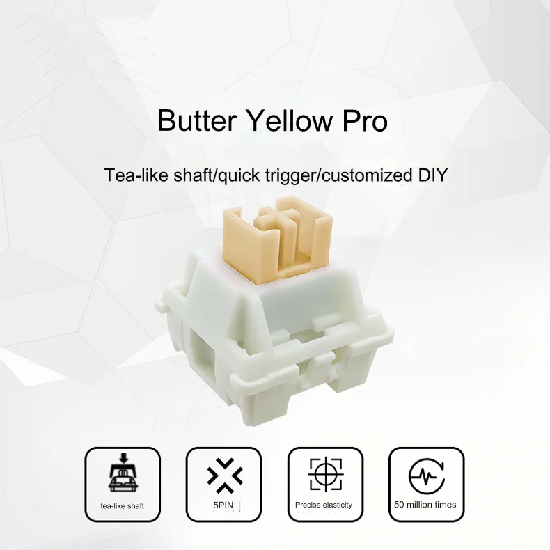 Outemu-DIY Mechanical Keyboard Hot Swap, Silent Paragraph Switch Body, Cream Yellow, PRO, Five-pin