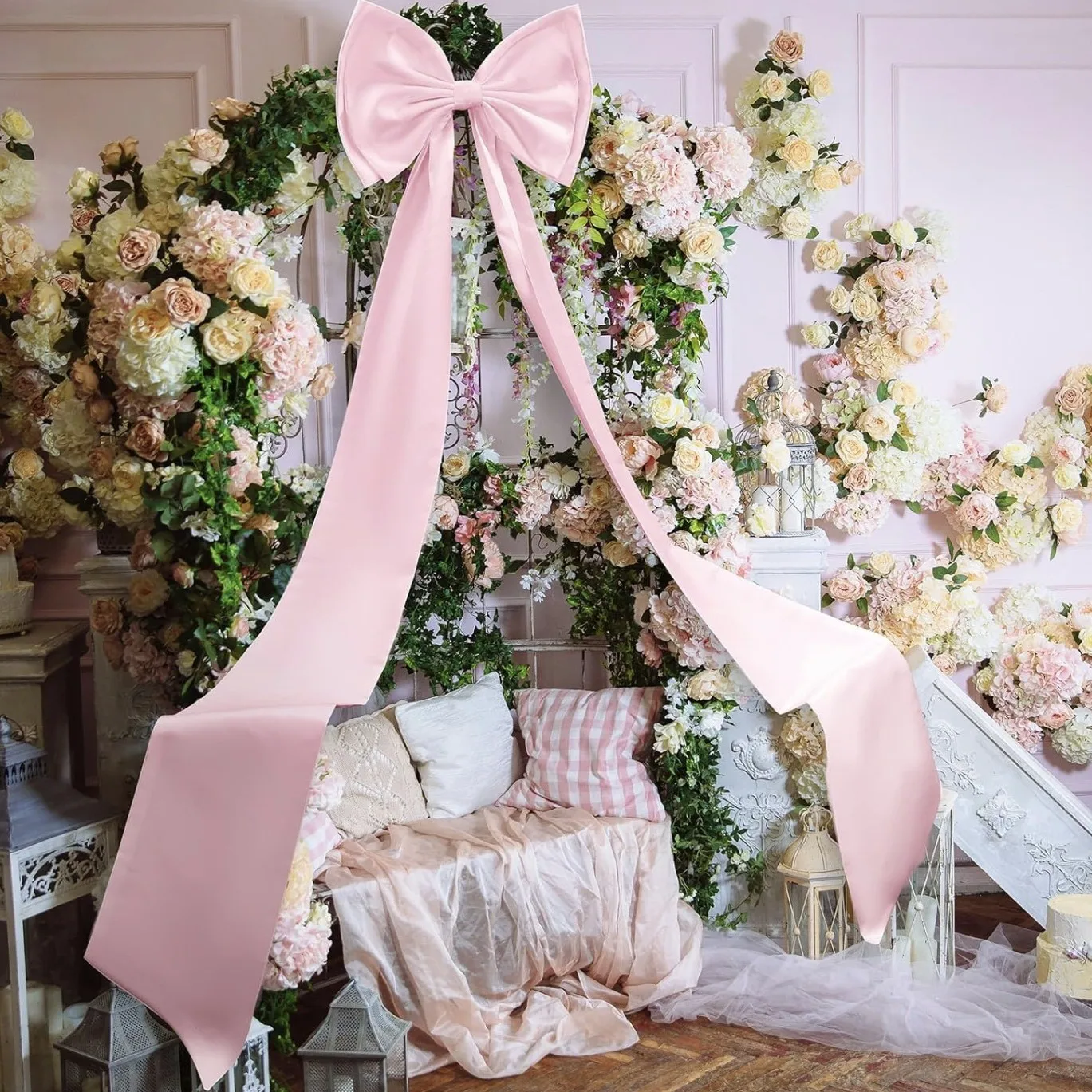 

Large Satin Ribbon Bow Arch Decor for Christmas Tree Wall Decor Wedding Ceremony Birthday Party Store Display Holiday Decoration