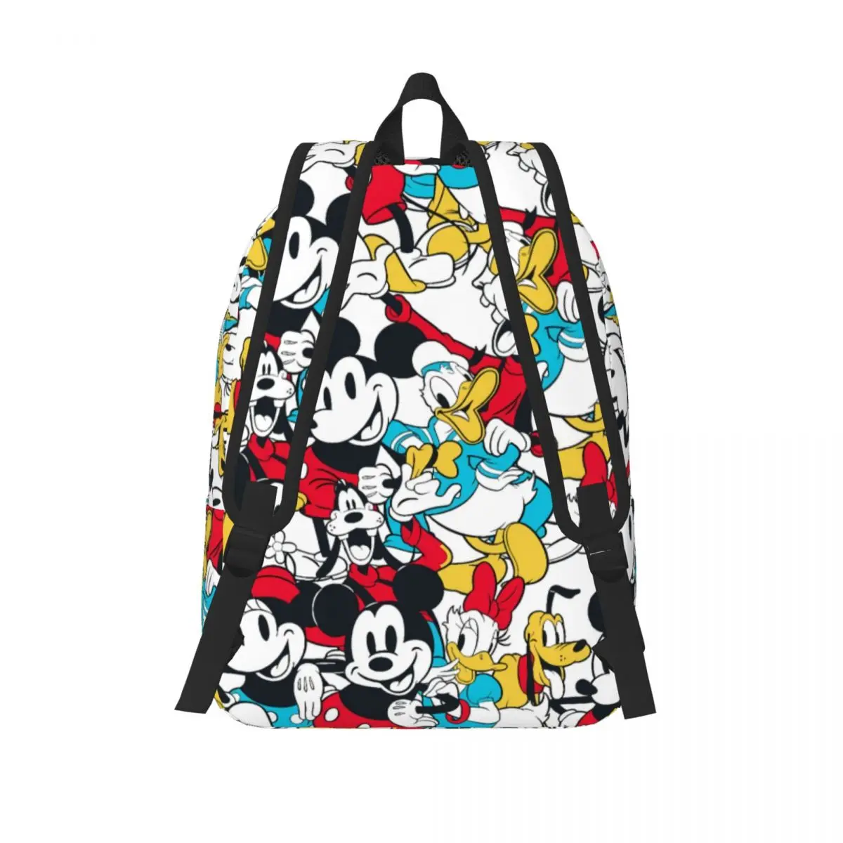 Custom Mickey Mouse Donald Duck Cartoon Canvas Backpack for Men Women School College Students Bookbag Fits 15 Inch Laptop Bags