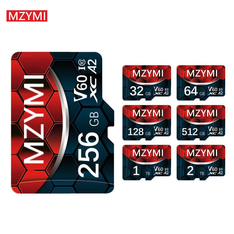 

MZYMI Original 2TB 1TB Memory Card 128GB High Speed Micro Flash TF Cards A2 V60 Class10 Waterproof With Adapter For Phone Camera