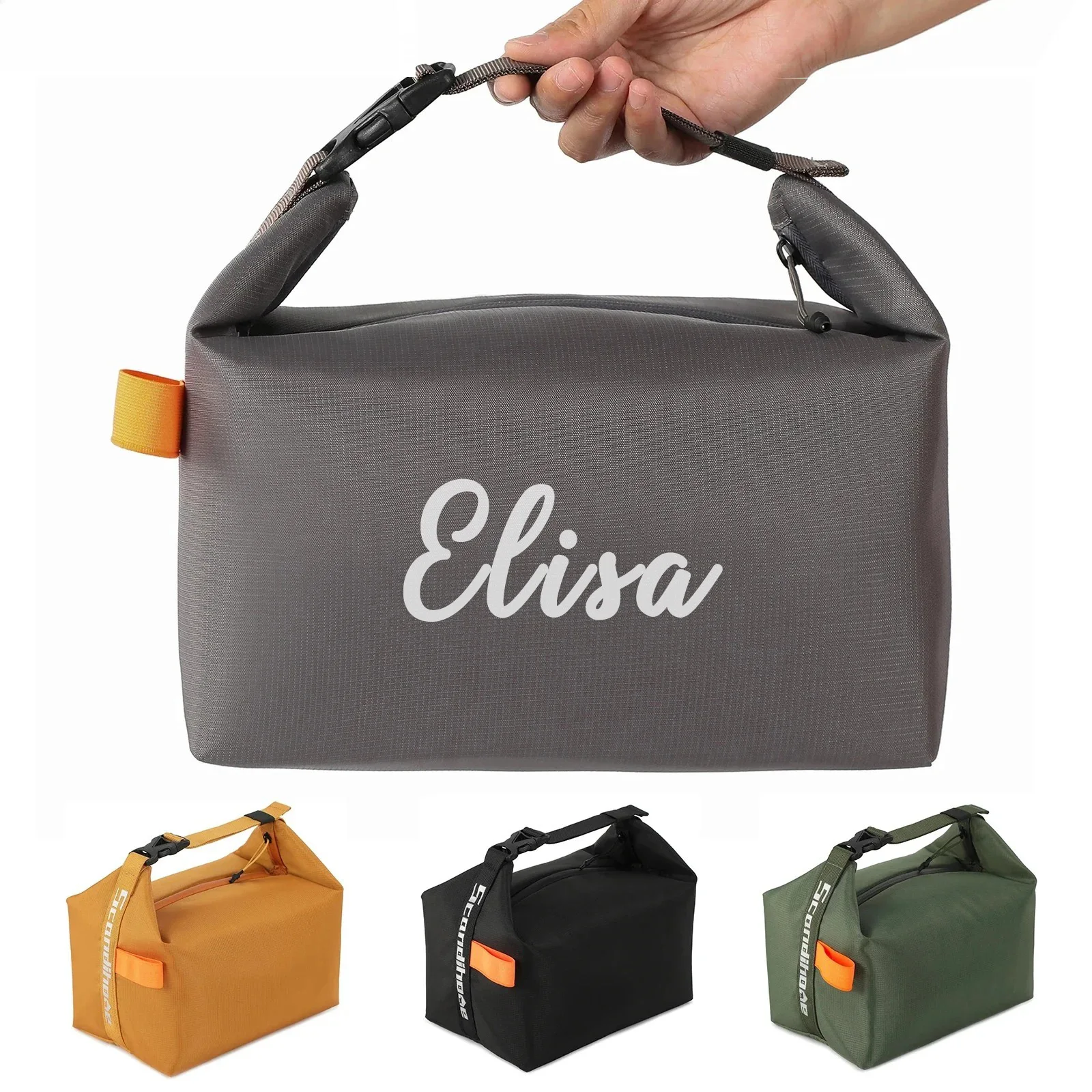 Embroidered Name Insulated Lunch Bag Insulation Bento Pack Aluminum Foil Rice Bag Portable Dinner Picnic Food Storage Handbag